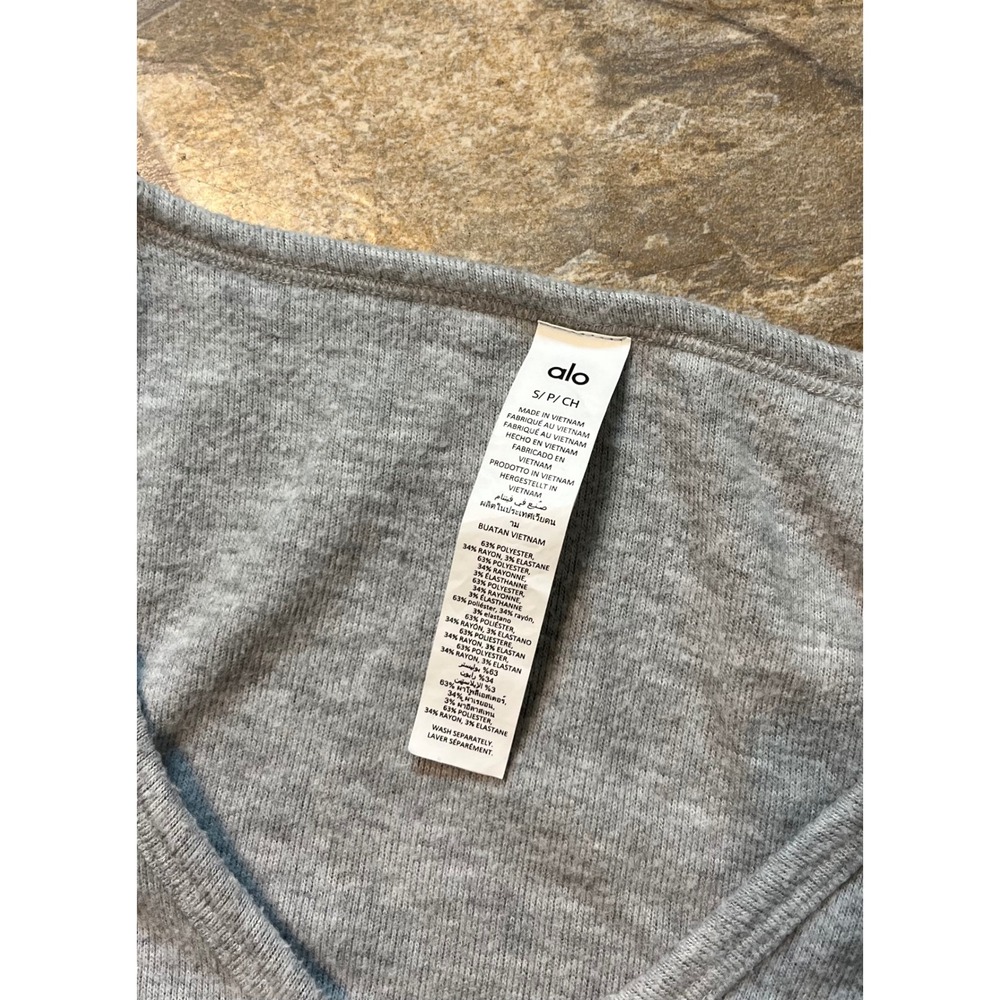 Alo Yoga Alolux Cropped Me-Time Cardigan Womens Small Grey V-Neck - Picture 4 of 8